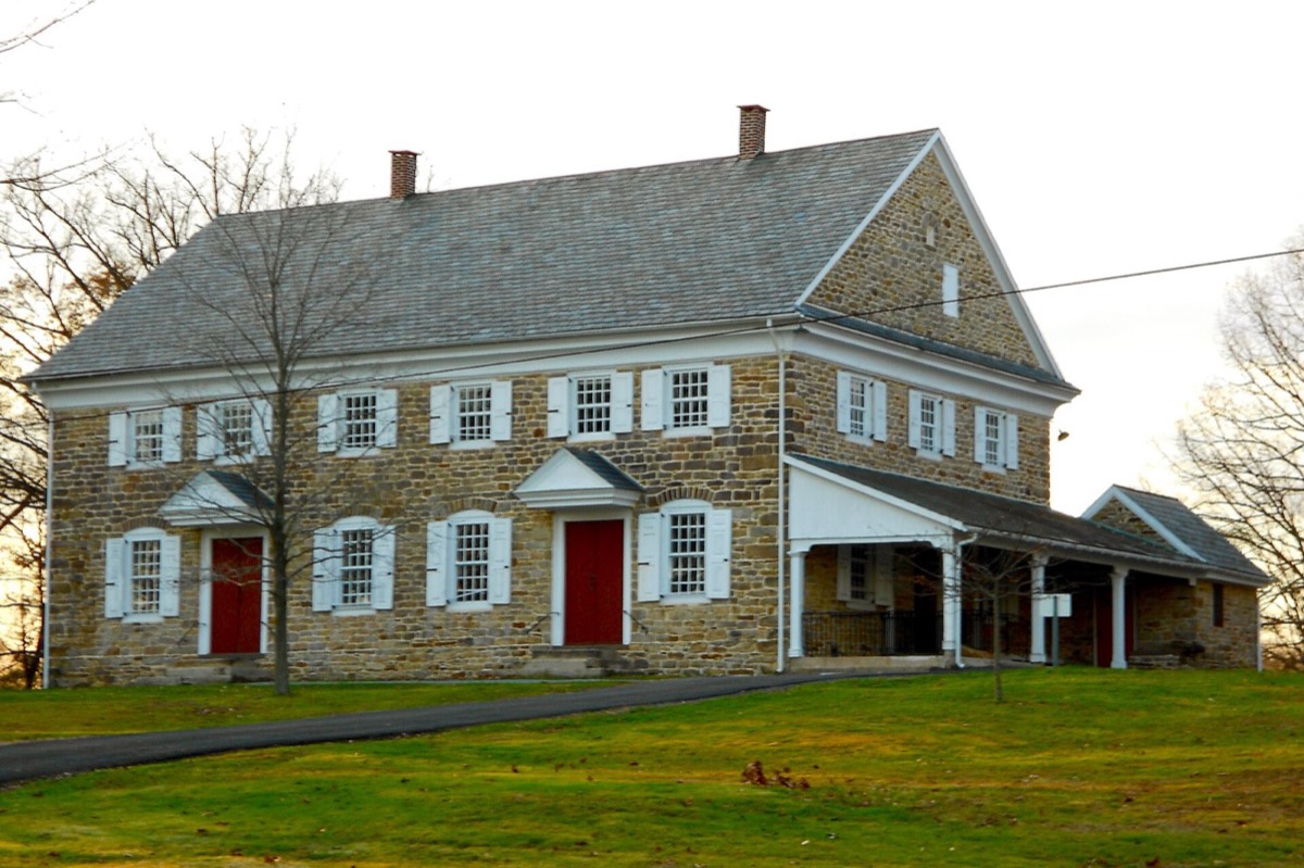 Preserved farmland and stone barn in Buckingham Township, Bucks County PA